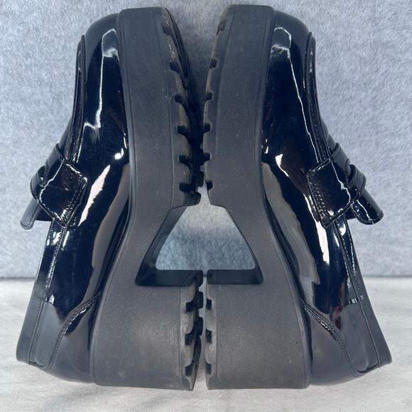 Cuccoo Women's sz 38 (US 7) Platform Patent Black Chunky Heel Loafer BusChic - Picture 7 of 13